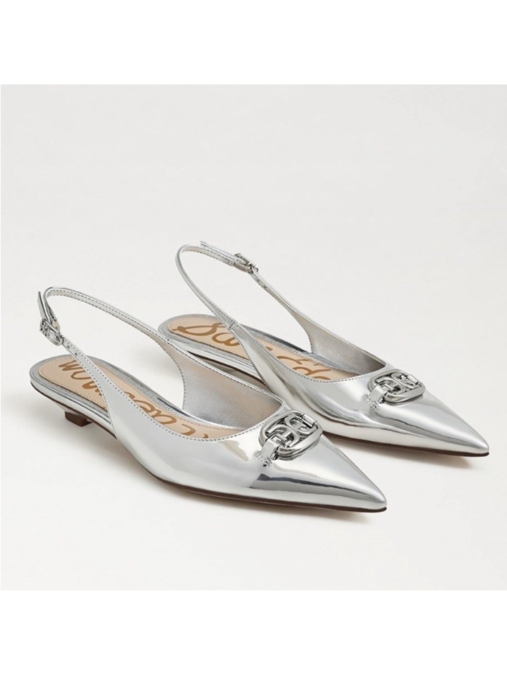 New Sam Edelman Aggie Slingback Flat in Silver Size 6.5